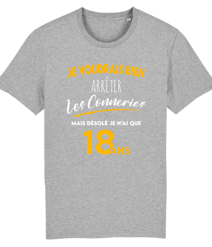 T-shirt anniversaire 18 ans arrêter les conneries