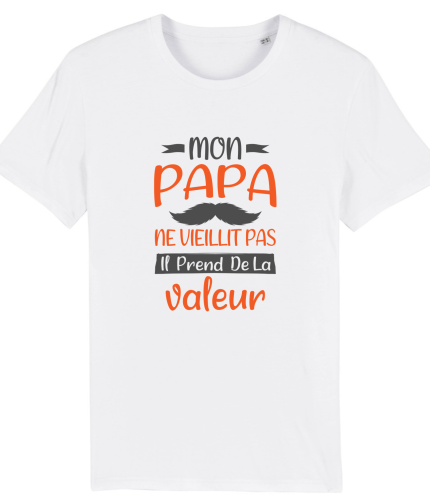 T-shirt papa ne vieillit pas, prend de la valeur, cadeau anniversaire