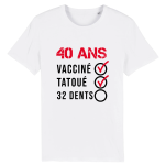 T-shirt 40 ans vacciné tatoué