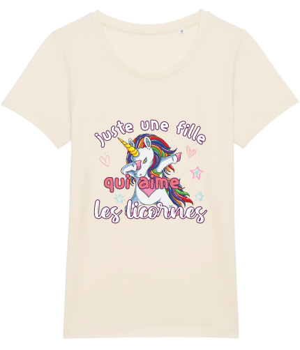T-shirt une fille qui aime les licornes (DAB)